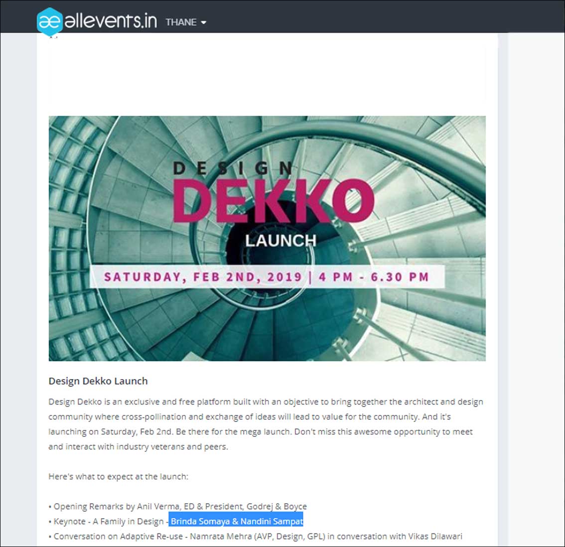 Design Dekko Launch -February 2019